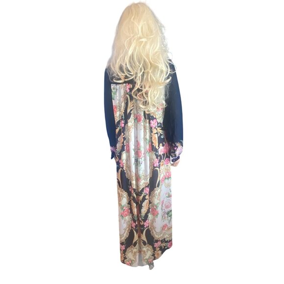 Aratta Floral Embroidered Black Maxi Long Sheer Kimono XS/S Duster Dress - Picture 12 of 17